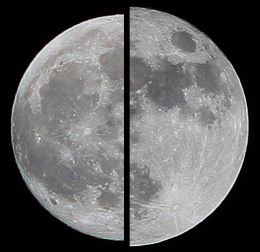Vergleich der Größe eines „Supermondes“ mit einem durchschnittlichen Vollmond