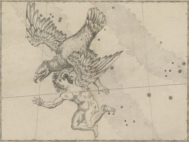 Das Sternbild Adler | Polona Digital Library, Public Domain Das Sternbild Adler wie es die Uranometria von Johann Bayer aus dem Jahr 1603 zeigt