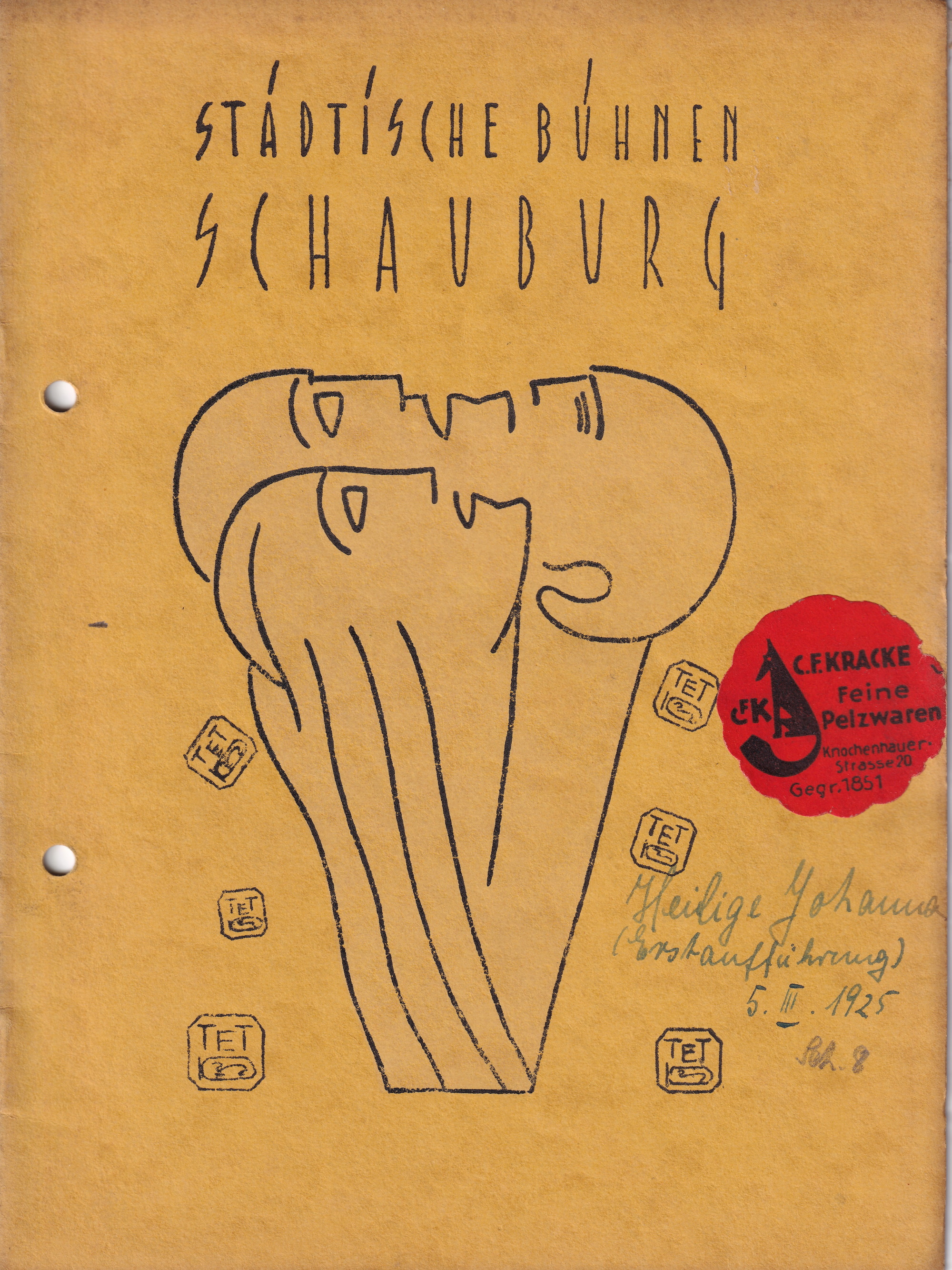 Programmheft Städtische Bühnen Hannover, Spielzeit 1924/25 | Theatermuseum