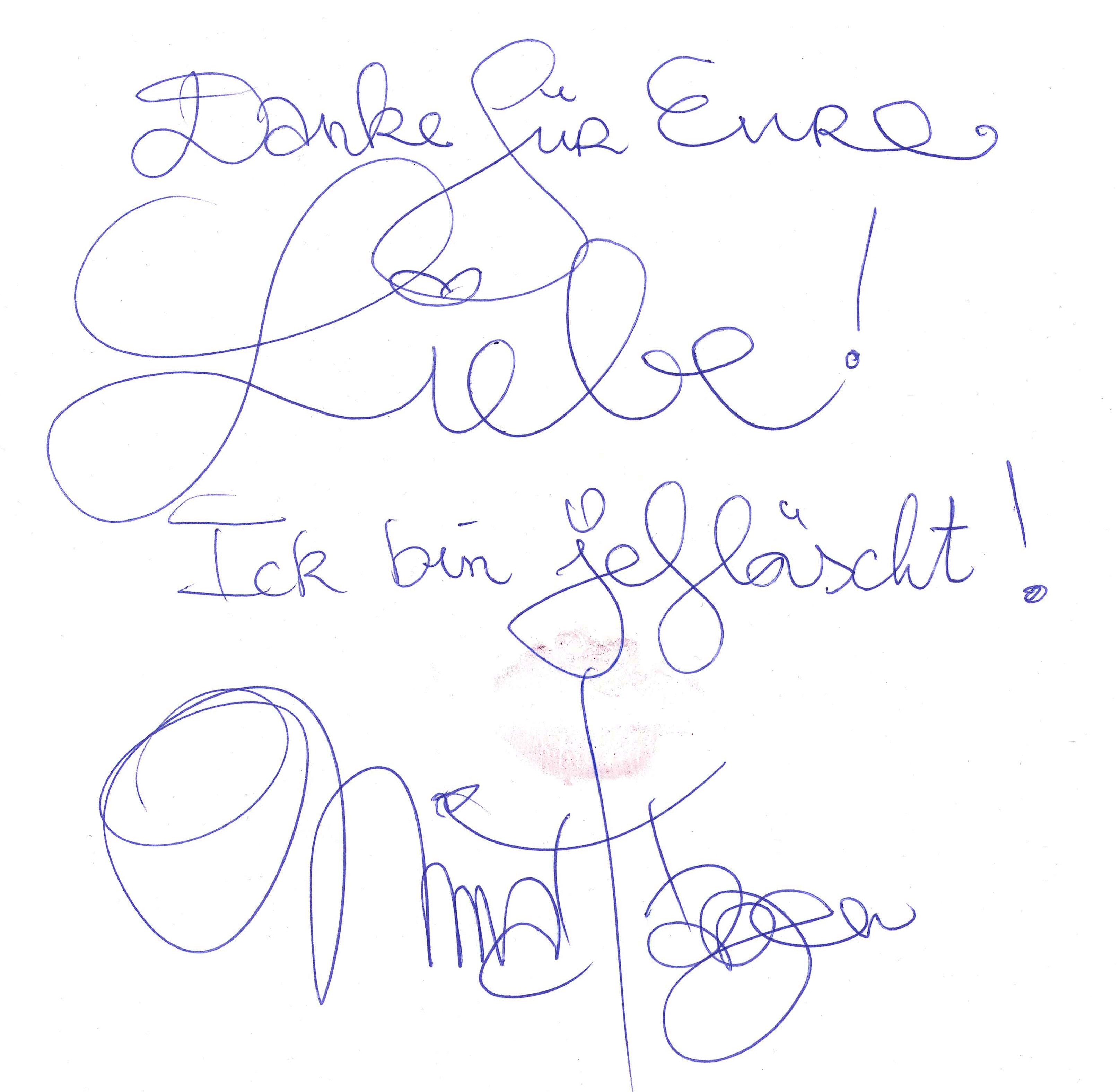 Gäastebucheintrag von Nina Hagen
