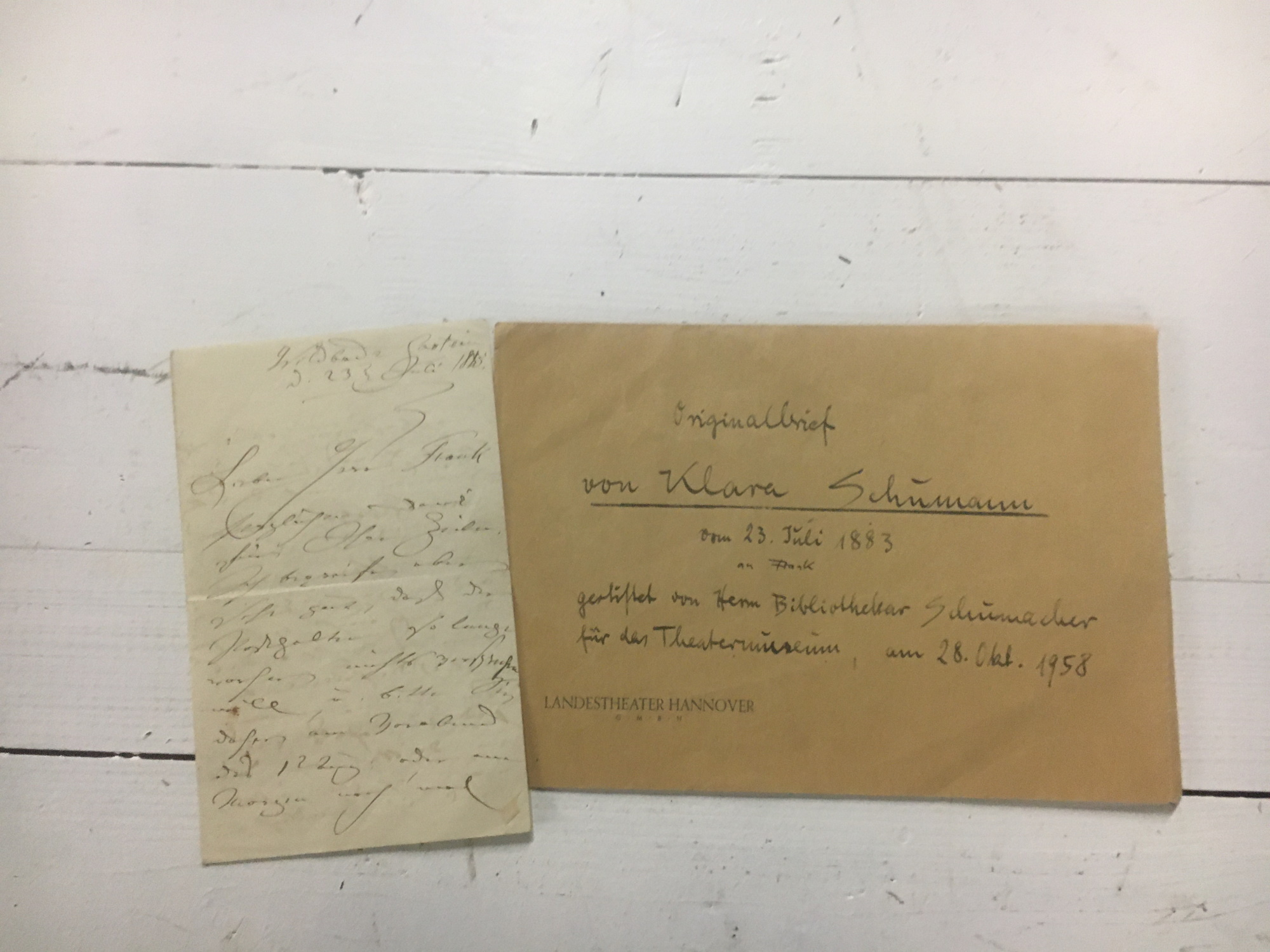 Clara Schumann an Ernst Frank | Theatermuseum