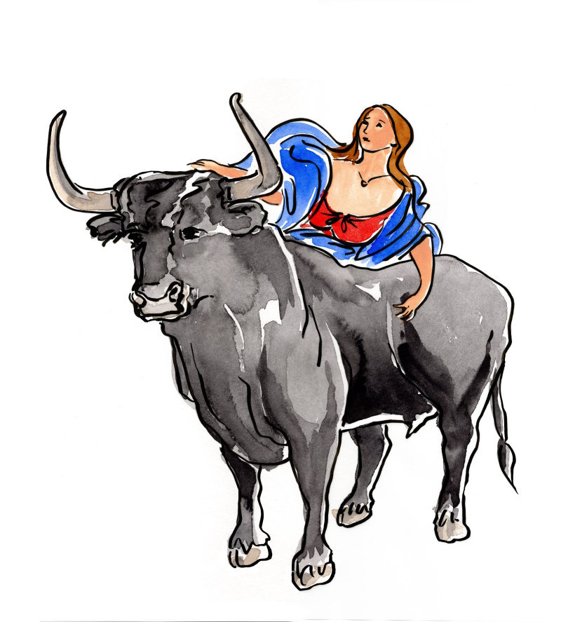 Zeus als Stier entführt die Königstochter Europa