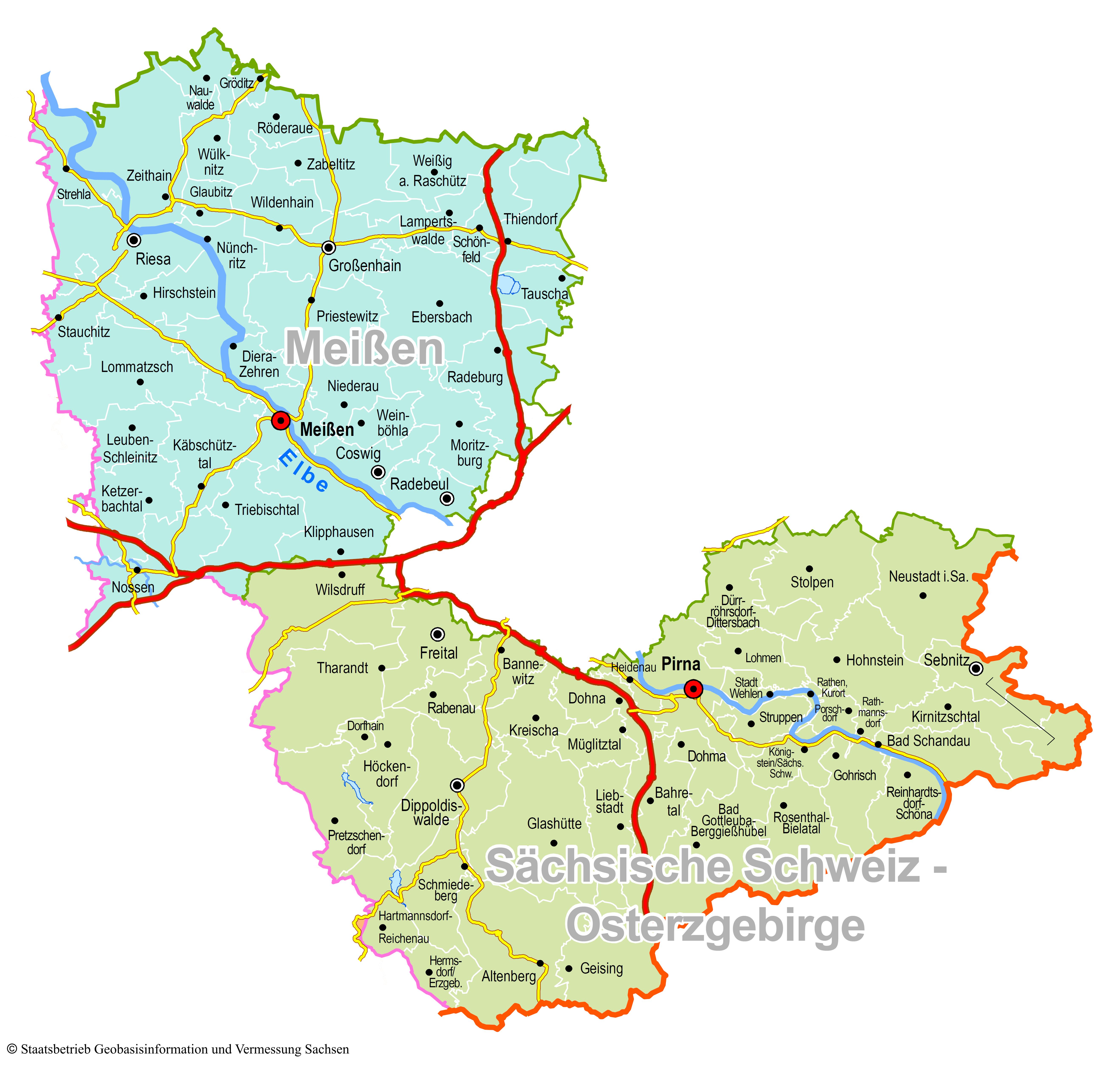 Karte Kulturraum Meißen