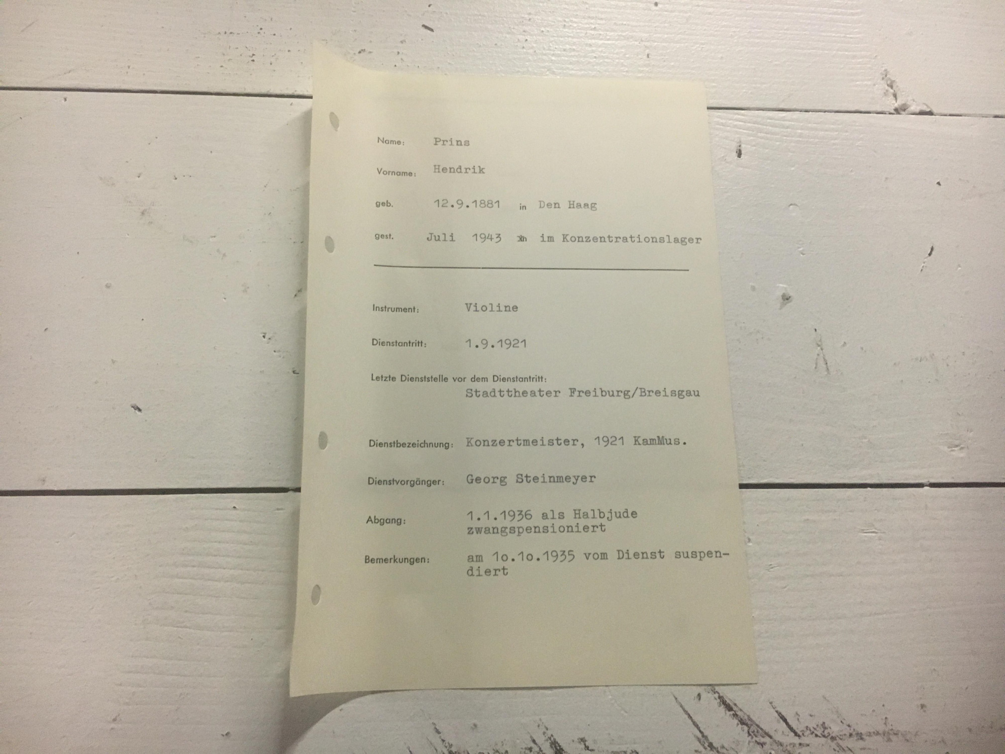 Wir vom Archiv 18: Hendrik Prins, 23. Dezember 1935